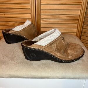 UGG Brown Knit-Trim Mules